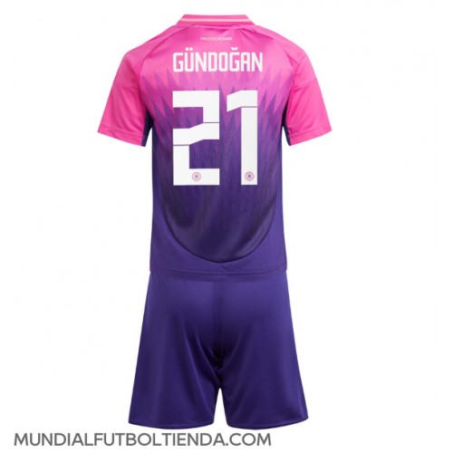 Camiseta Alemania Ilkay Gundogan #21 Segunda Equipación Replica Eurocopa 2024 para niños mangas cortas (+ Pantalones cortos)